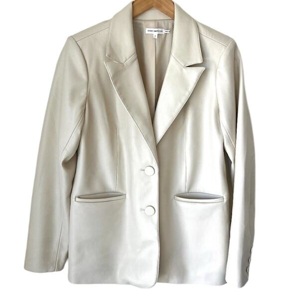 NWT Good American Better Than Leather Faux Leather Blazer in Bone Size 1 Small - Picture 5 of 8